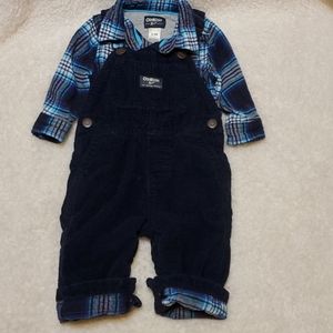 Cute navy blue corduroy flannel lined overalls